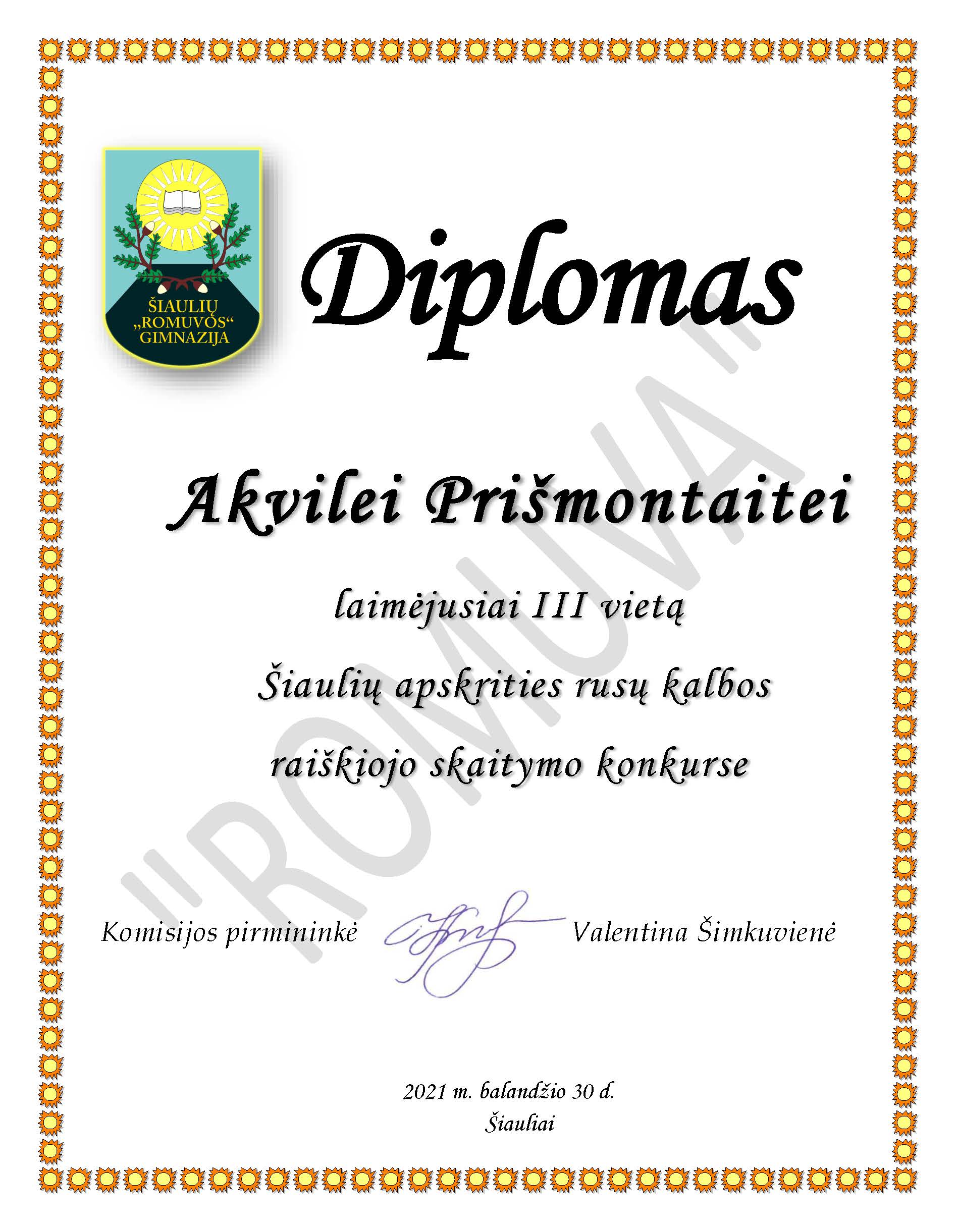 Diplomas Akvile