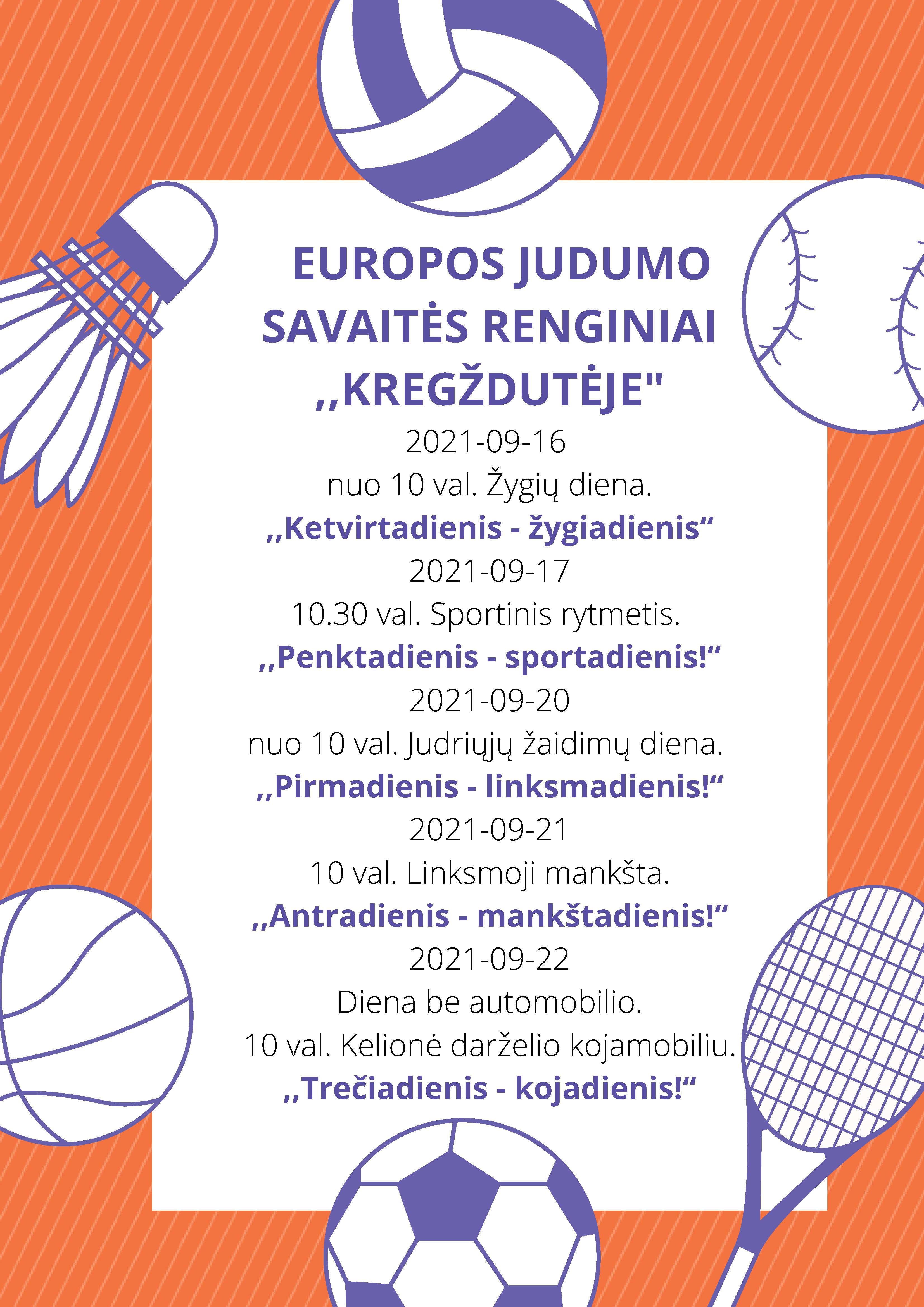 Europos judumo savaitės renginiai „Kregždutėje“