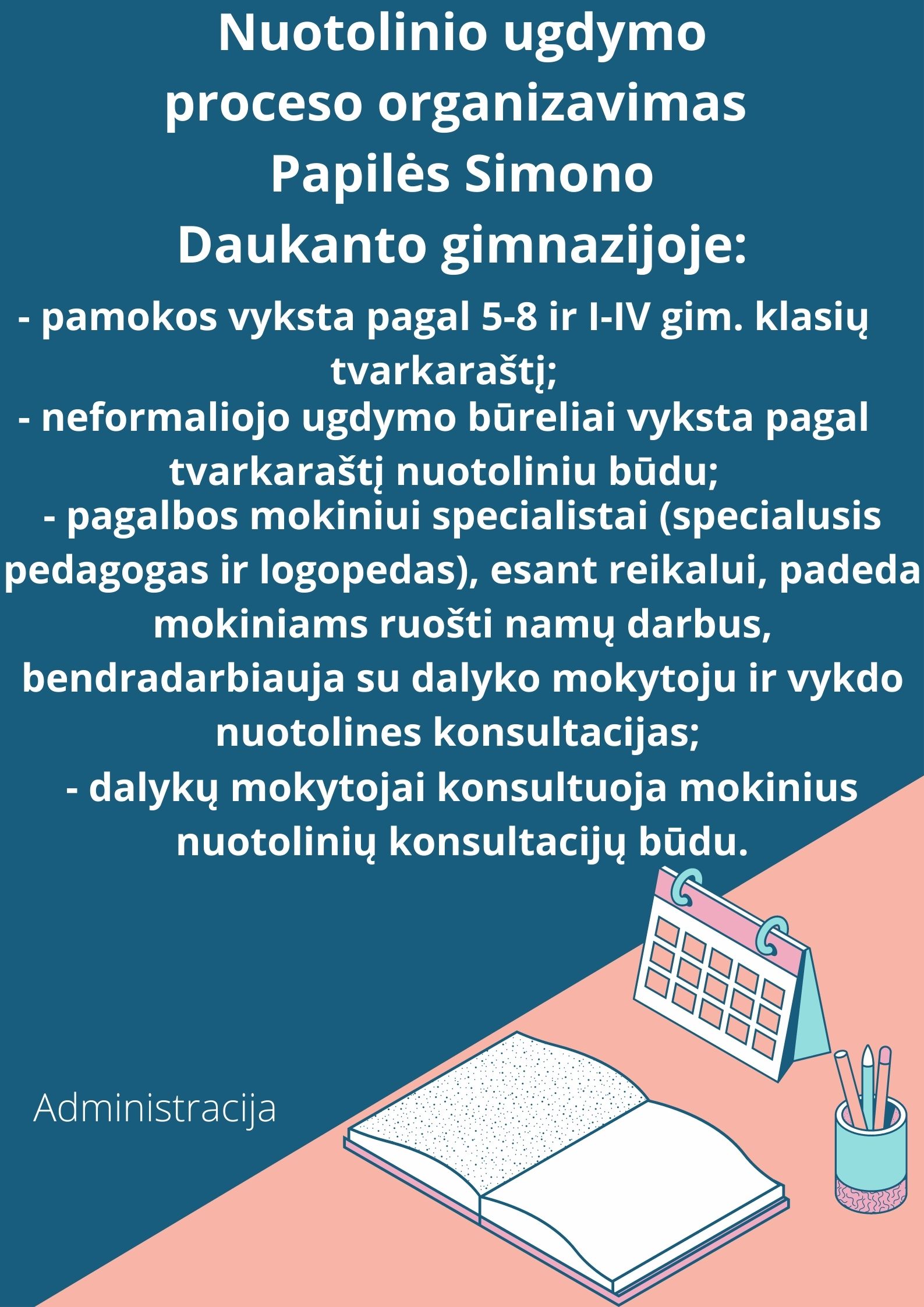 Nuotolinio ugdymo proceso organizavimas gimnazijoje